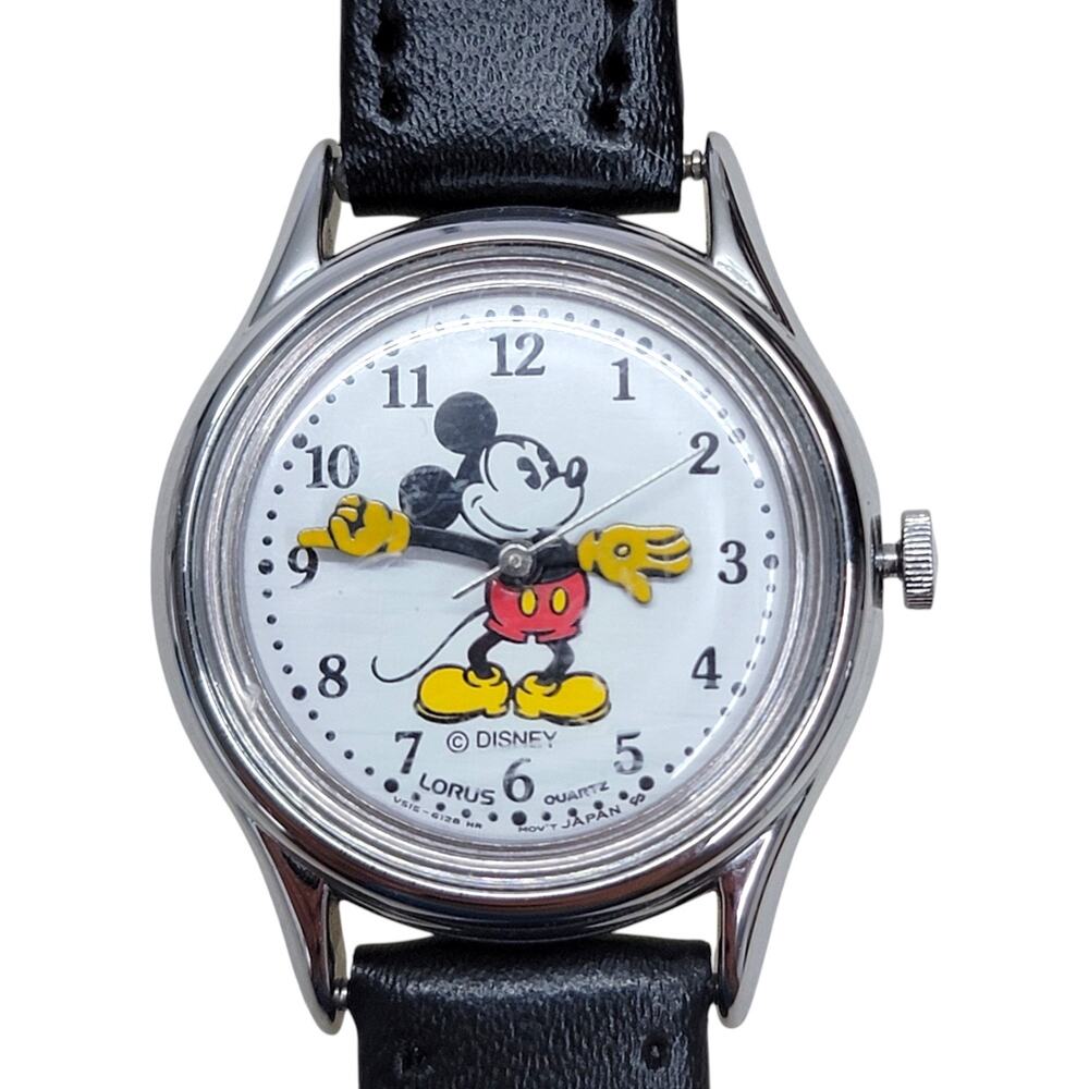 Vintage Disney Lorus Mickey Mouse Watch V515-6080 Moving Hands New Band Works